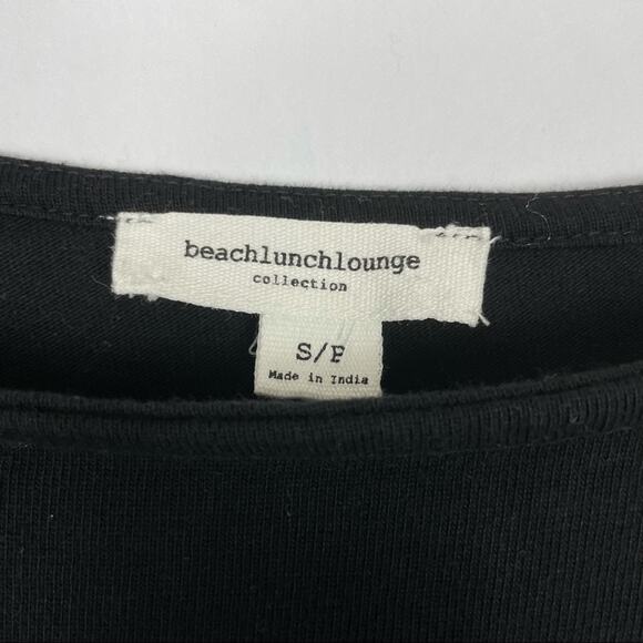 BeachLunchLounge | Black & Blue Stripe Tulle Ruffle Cuff Shift Sweater Dress - Picture 6 of 7